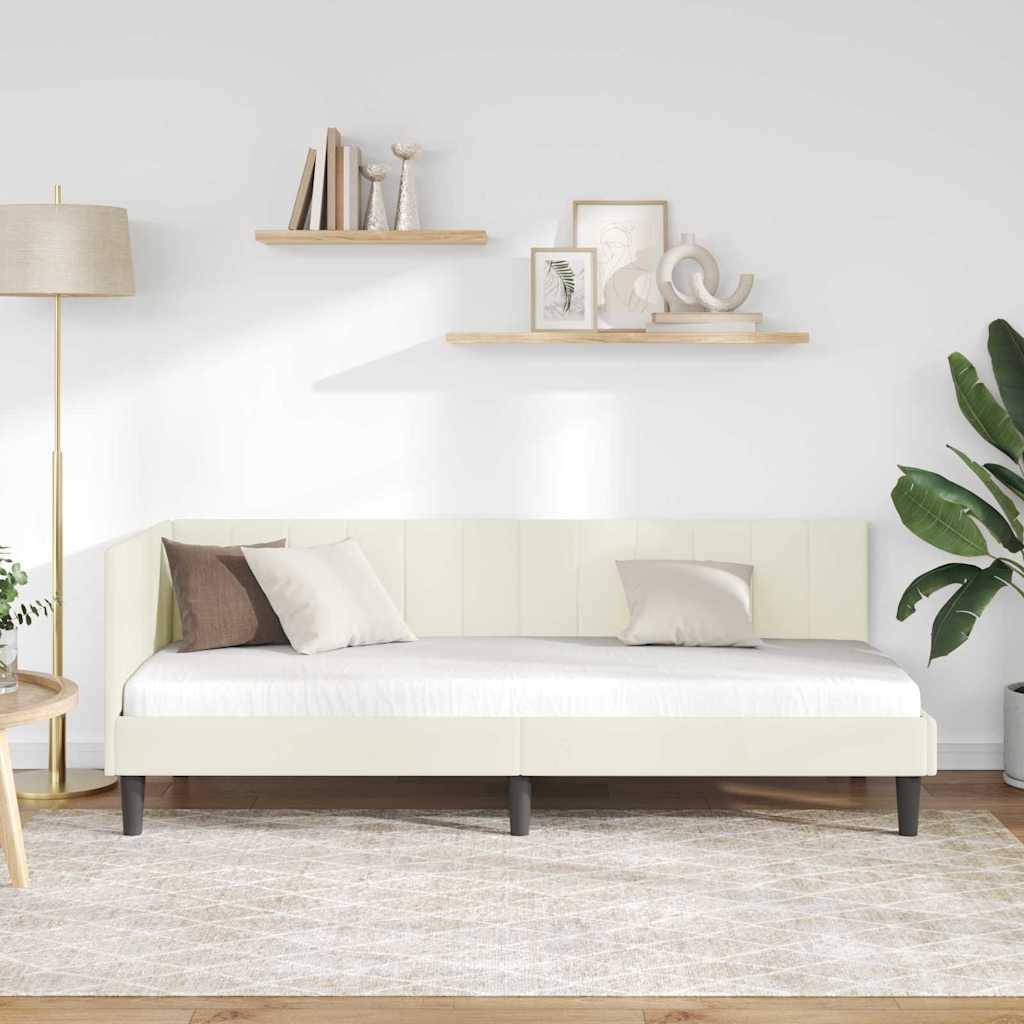 vidaXL Eckbettgestell mit Kopfteil Creme 80 cm x 200 cm Samt