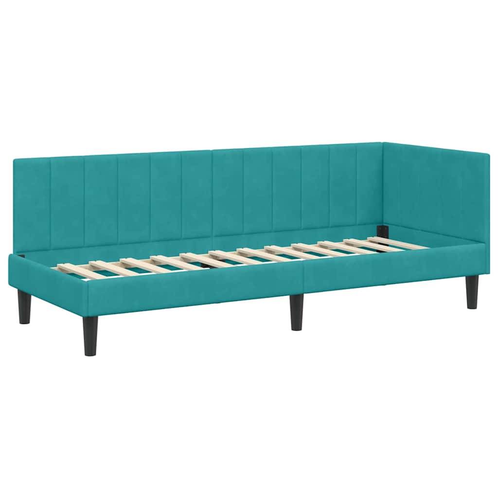 vidaXL Eckbettgestell mit Kopfteil Türkis 80 cm x 200 cm Samt