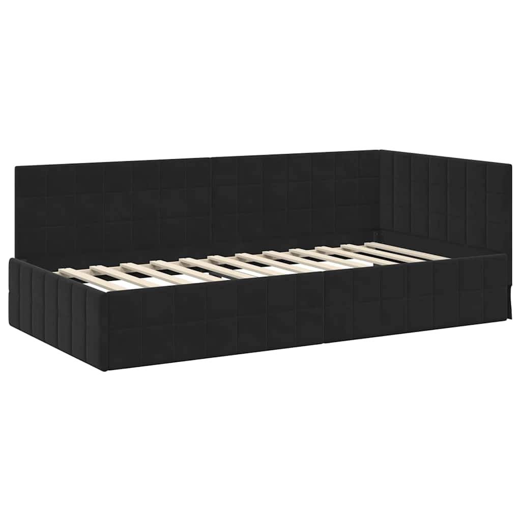 vidaXL Eckbettgestell mit Kopfteil Schwarz 100 cm x 200 cm Samt