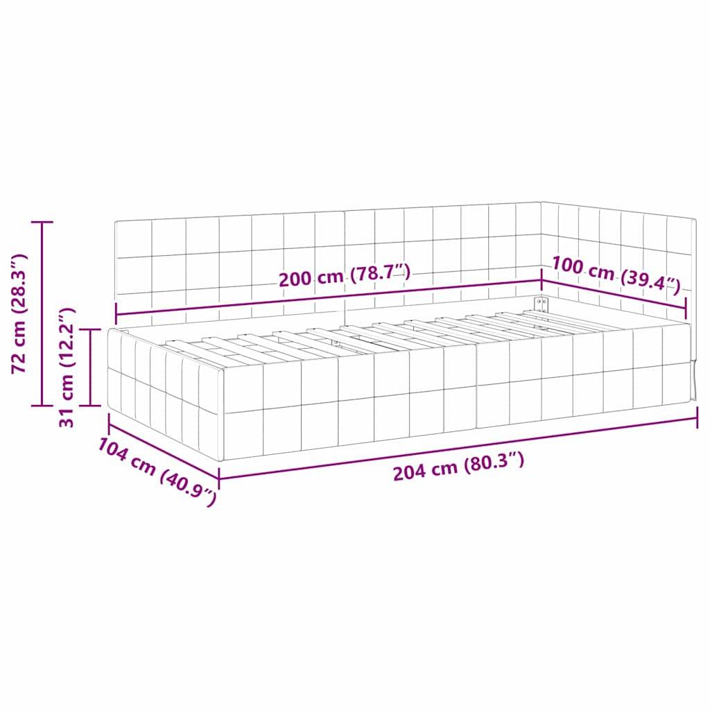 vidaXL Eckbettgestell mit Kopfteil Gelb 100 cm x 200 cm Samt