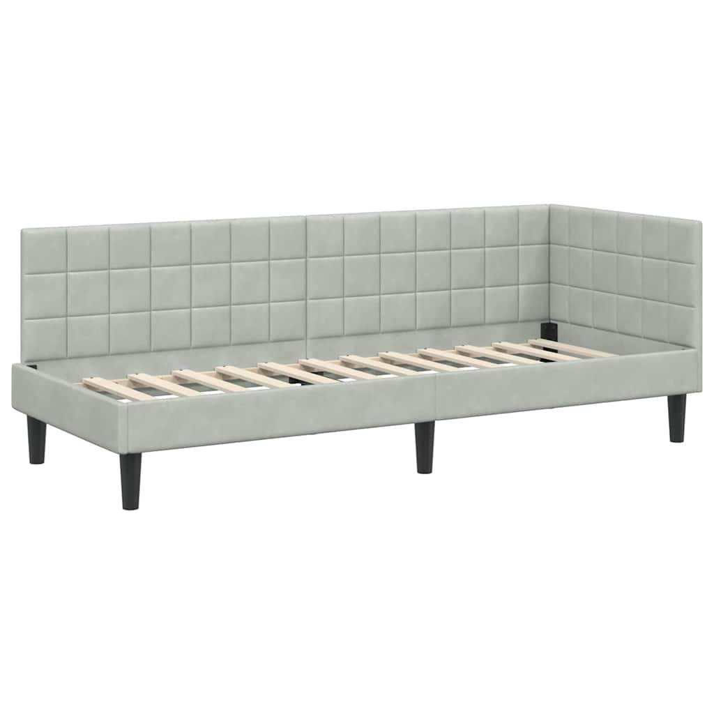 vidaXL Eckbettgestell mit Kopfteil Hellgrau 80 cm x 200 cm Samt