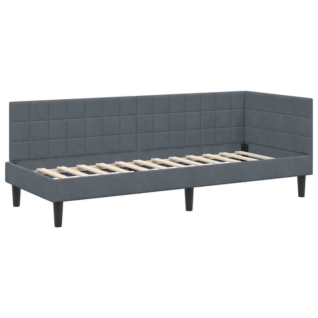vidaXL Eckbettgestell mit Kopfteil Dunkelgrau 80 cm x 200 cm Samt