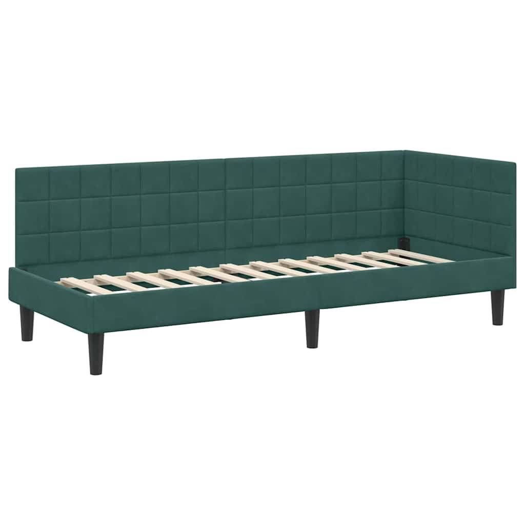 vidaXL Eckbettgestell mit Kopfteil Dunkelgrün 80 cm x 200 cm Samt