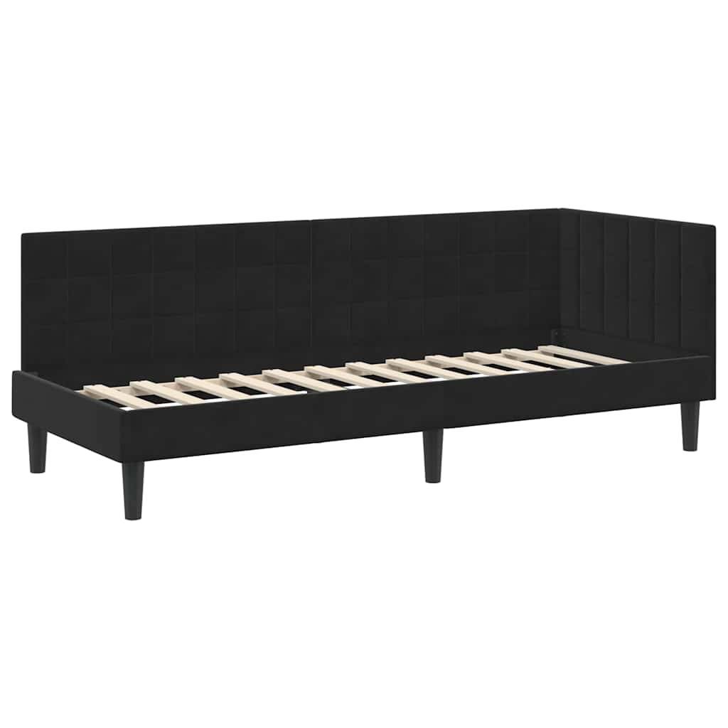 vidaXL Eckbettgestell mit Kopfteil Schwarz 80 cm x 200 cm Samt