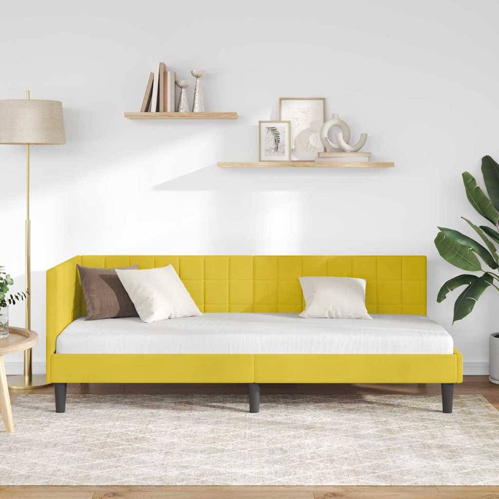 vidaXL Eckbettgestell mit Kopfteil Gelb 80 cm x 200 cm Samt