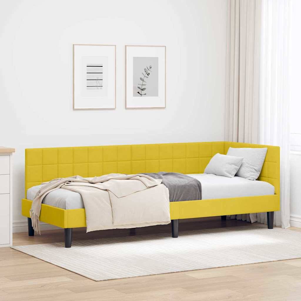 vidaXL Eckbettgestell mit Kopfteil Gelb 80 cm x 200 cm Samt