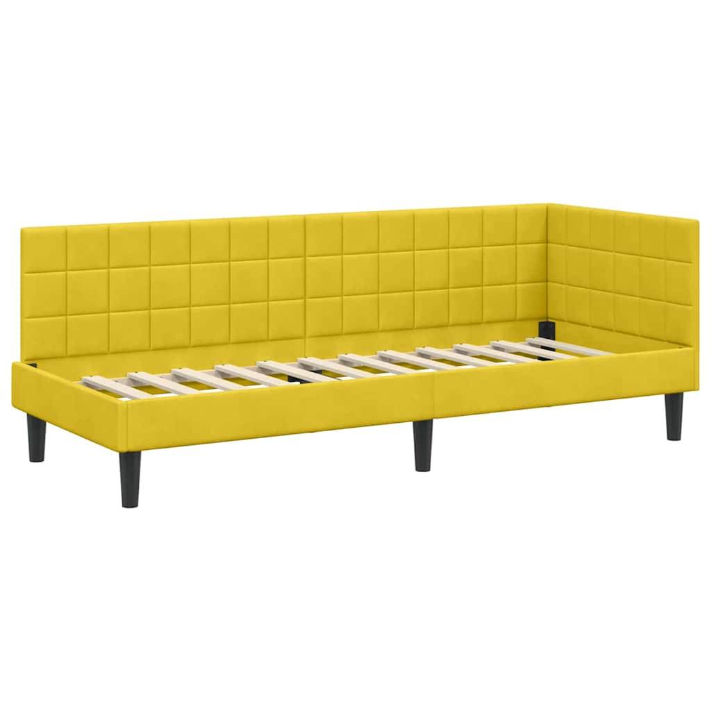vidaXL Eckbettgestell mit Kopfteil Gelb 80 cm x 200 cm Samt