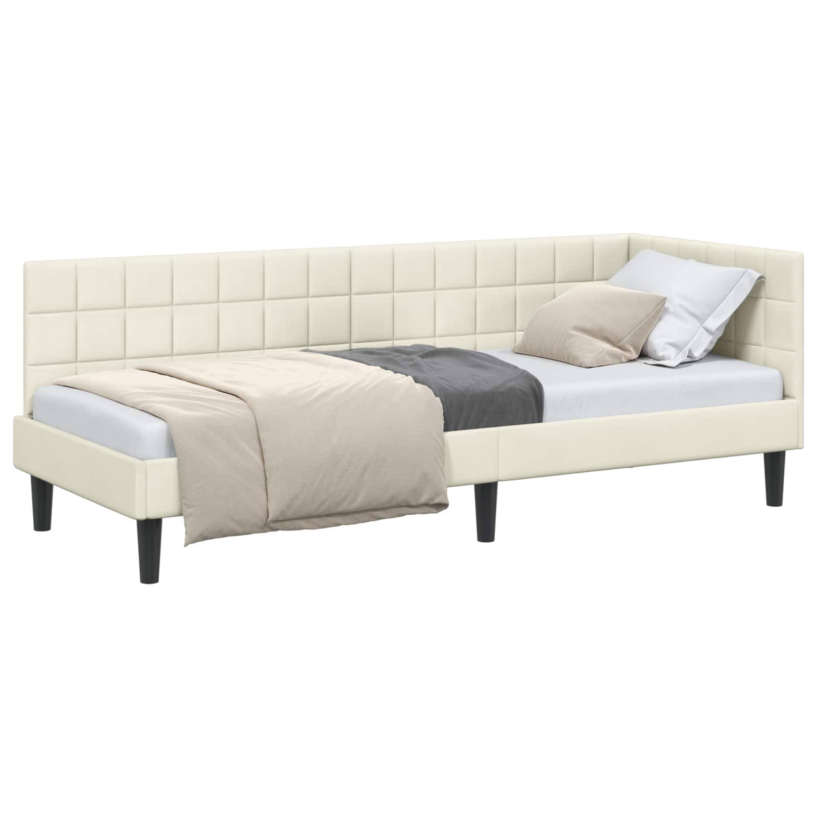 vidaXL Eckbettgestell mit Kopfteil Creme 80 cm x 200 cm Samt