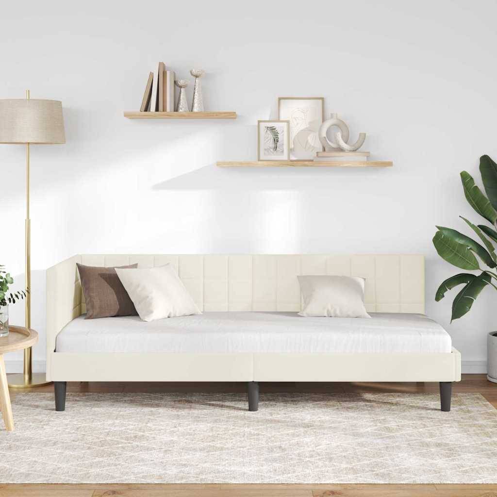 vidaXL Eckbettgestell mit Kopfteil Creme 80 cm x 200 cm Samt