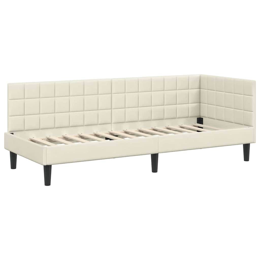 vidaXL Eckbettgestell mit Kopfteil Creme 80 cm x 200 cm Samt