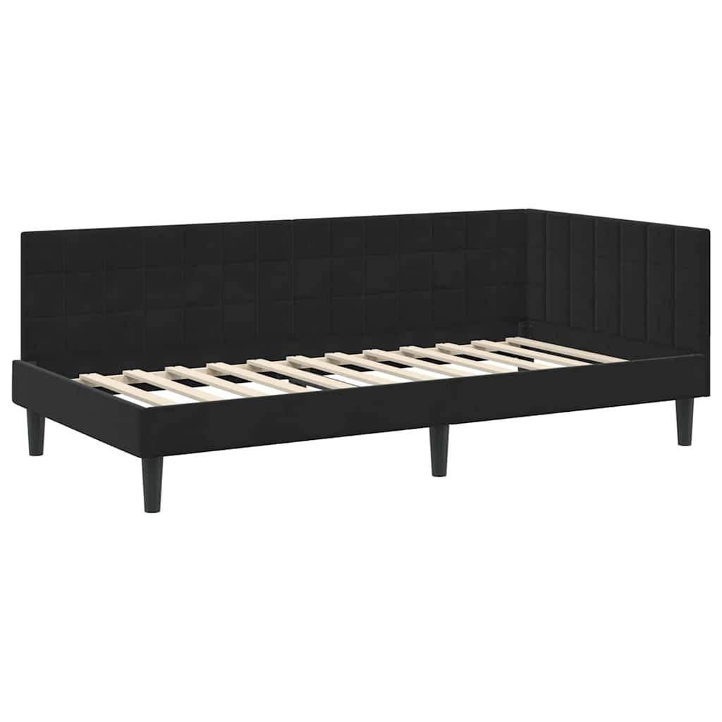 vidaXL Eckbettgestell mit Kopfteil Schwarz 90 cm x 200 cm Samt