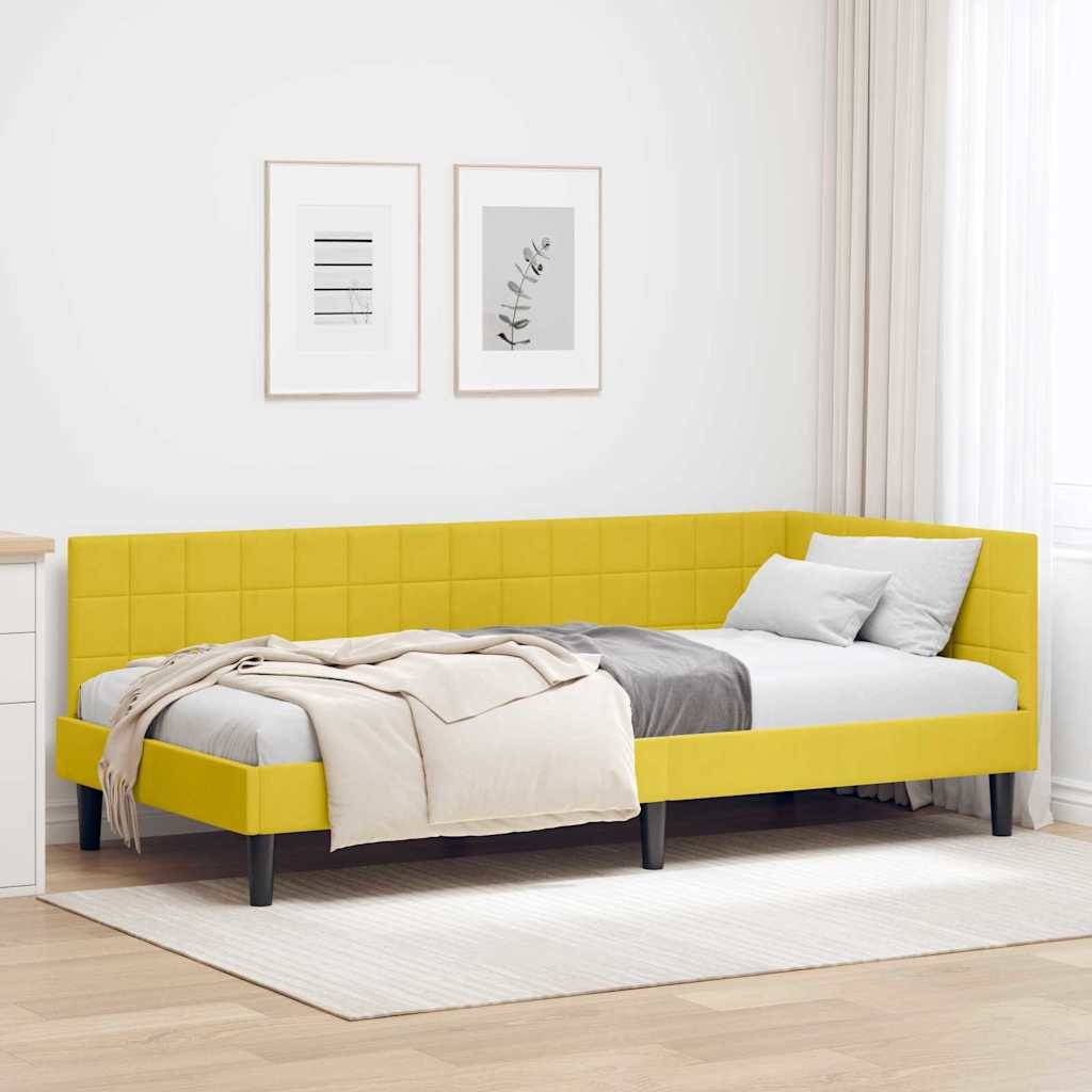 vidaXL Eckbettgestell mit Kopfteil Gelb 90 cm x 190 cm Samt