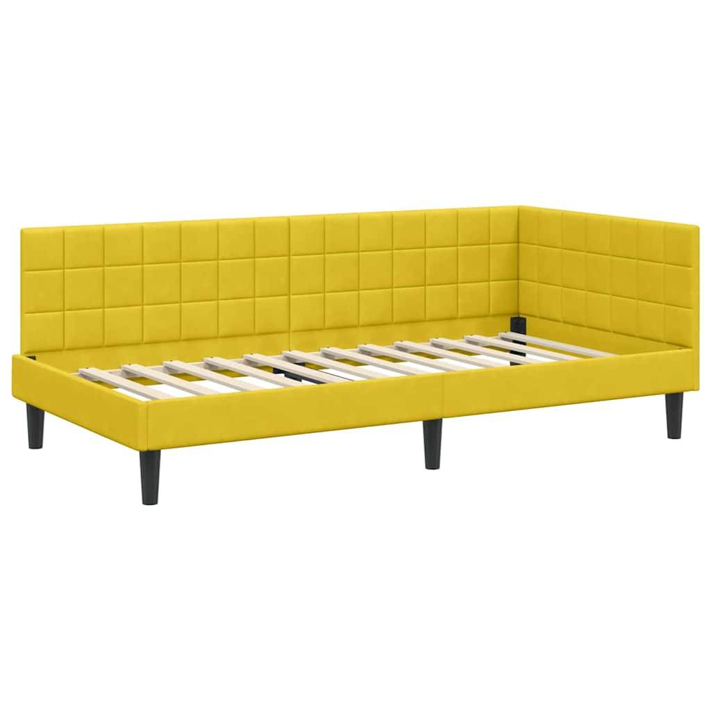 vidaXL Eckbettgestell mit Kopfteil Gelb 90 cm x 200 cm Samt