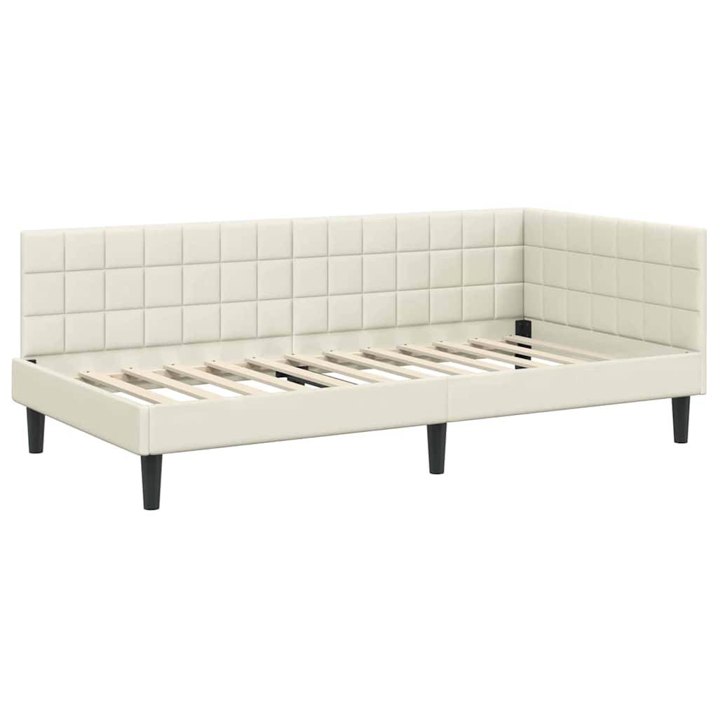 vidaXL Eckbettgestell mit Kopfteil Creme 90 cm x 200 cm Samt