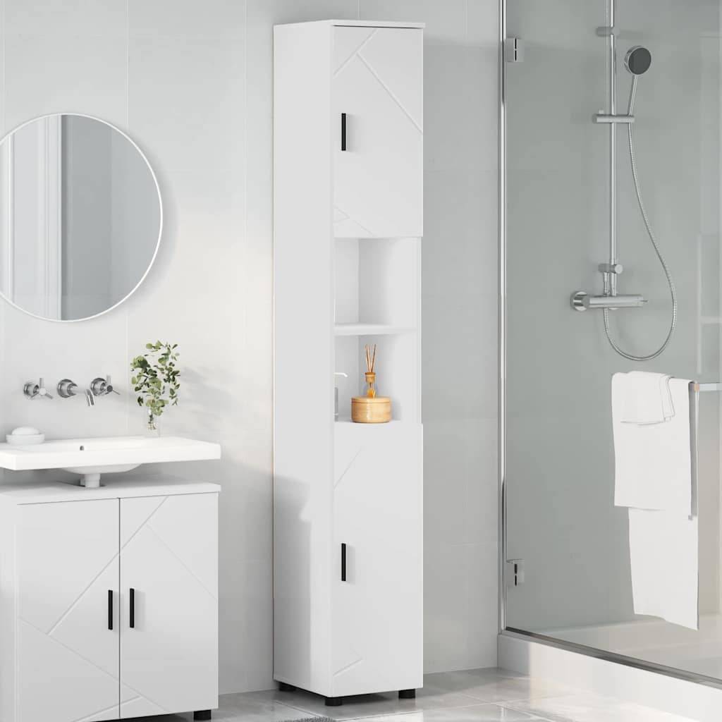 vidaXL Badezimmerschrank Weiß 30 x 35 x 192 cm Holzwerkstoff & Metall