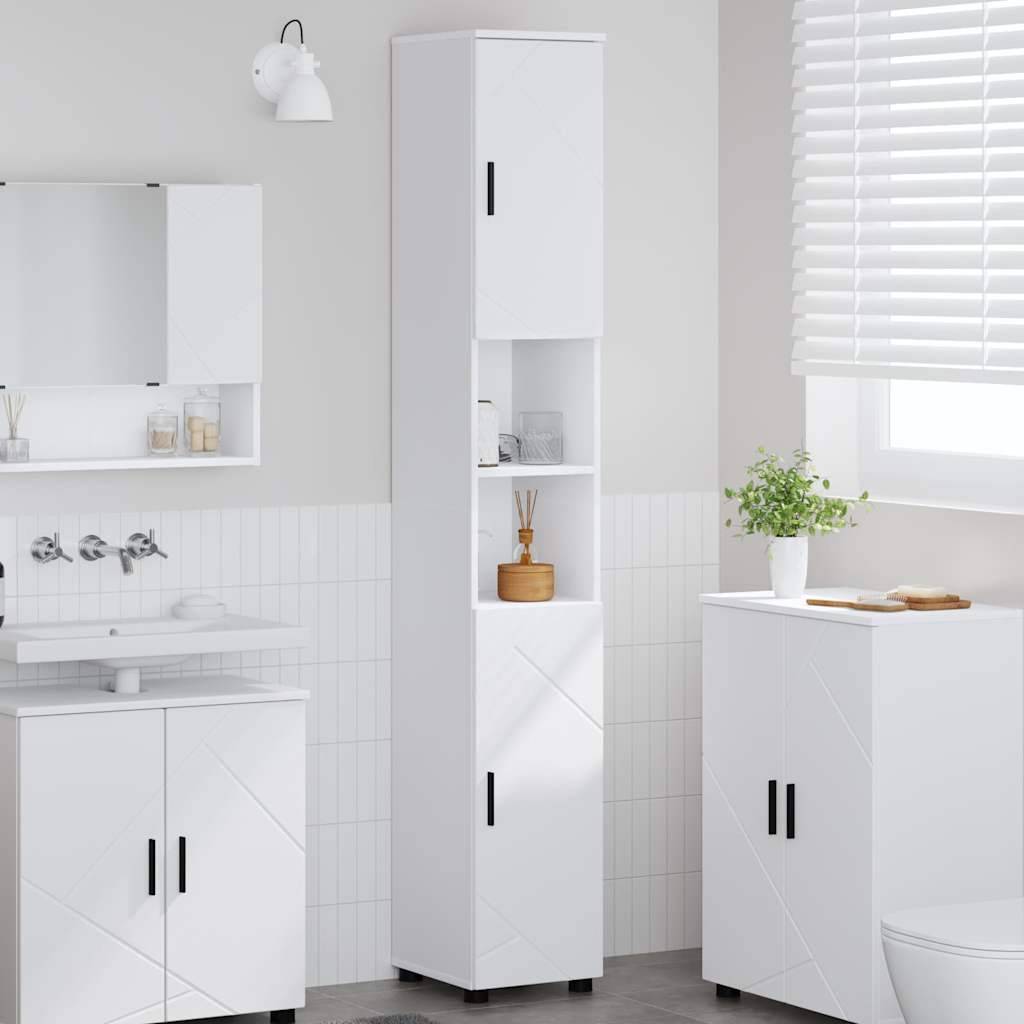 vidaXL Badezimmerschrank Weiß 30 x 35 x 192 cm Holzwerkstoff & Metall