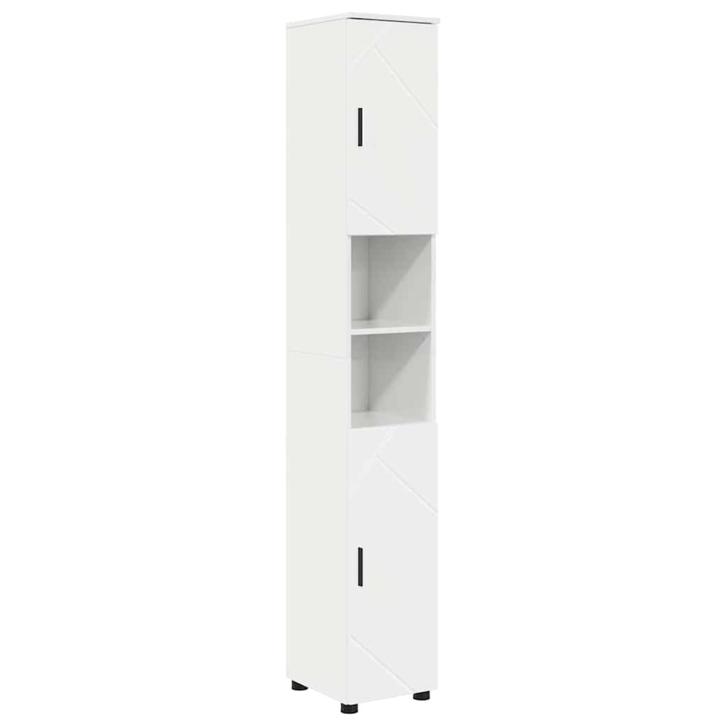 vidaXL Badezimmerschrank mit Speicher Hochglanz Weiß 30 x 35 x 192 cm