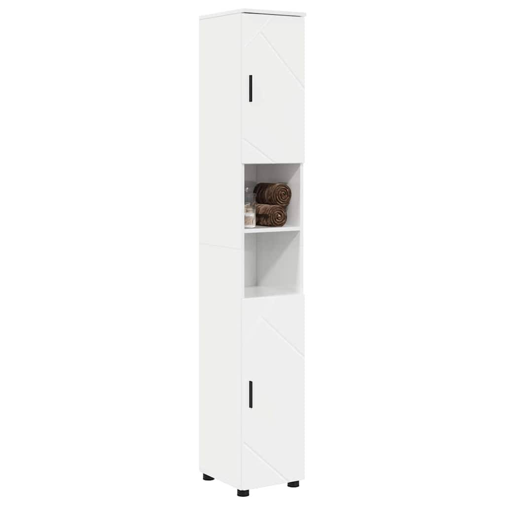 vidaXL Badezimmerschrank mit Speicher Hochglanz Weiß 30 x 35 x 192 cm