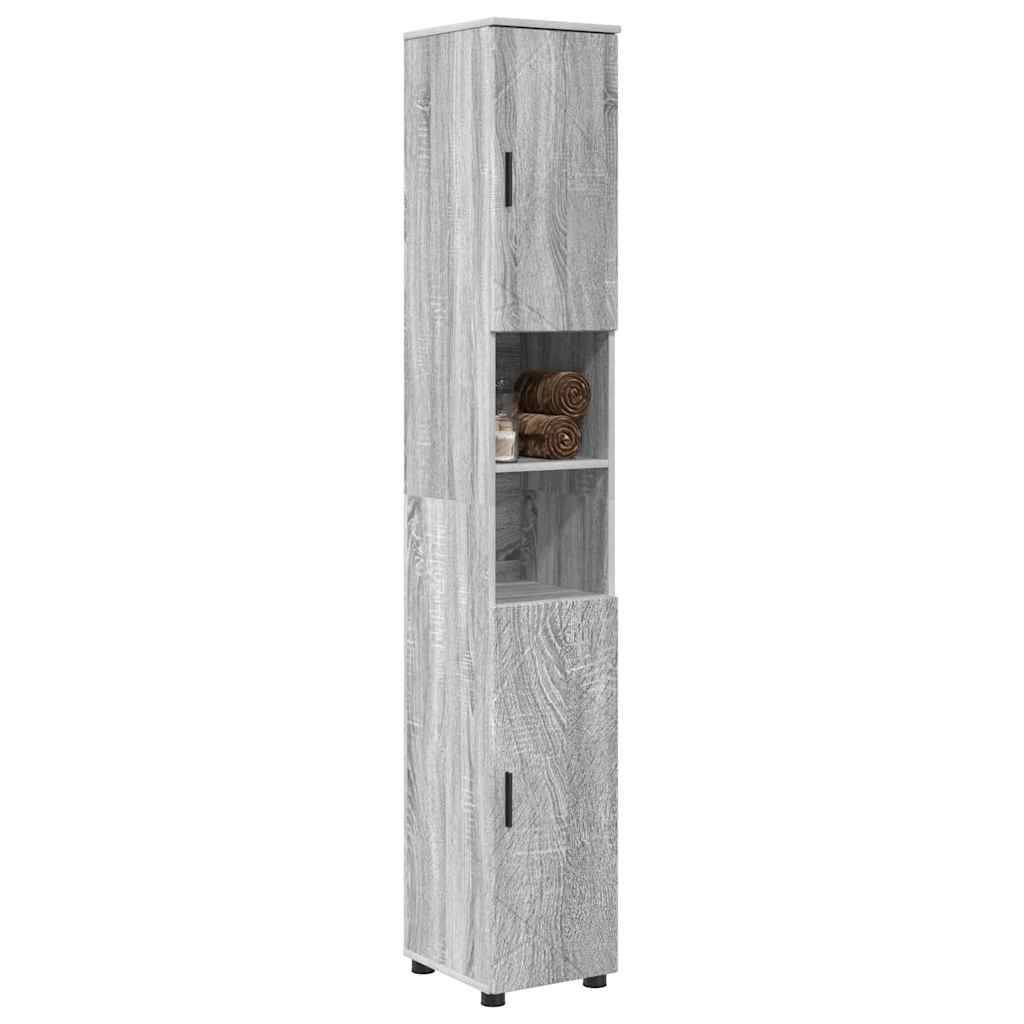 vidaXL Badezimmerschrank mit Speicher Graues Sonoma 30 x 35 x 192 cm