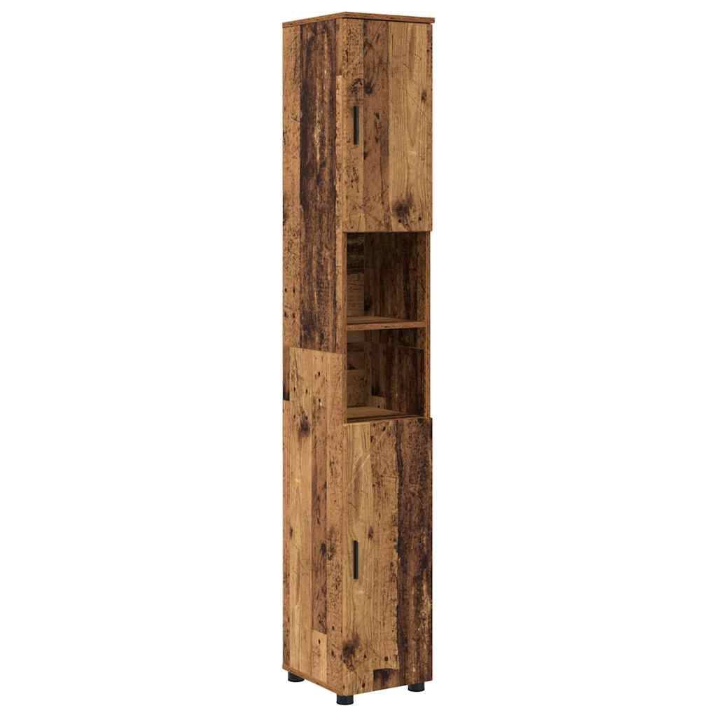 vidaXL Badezimmerschrank mit Speicher mit Tür Altholz 30 x 35 x 192 cm