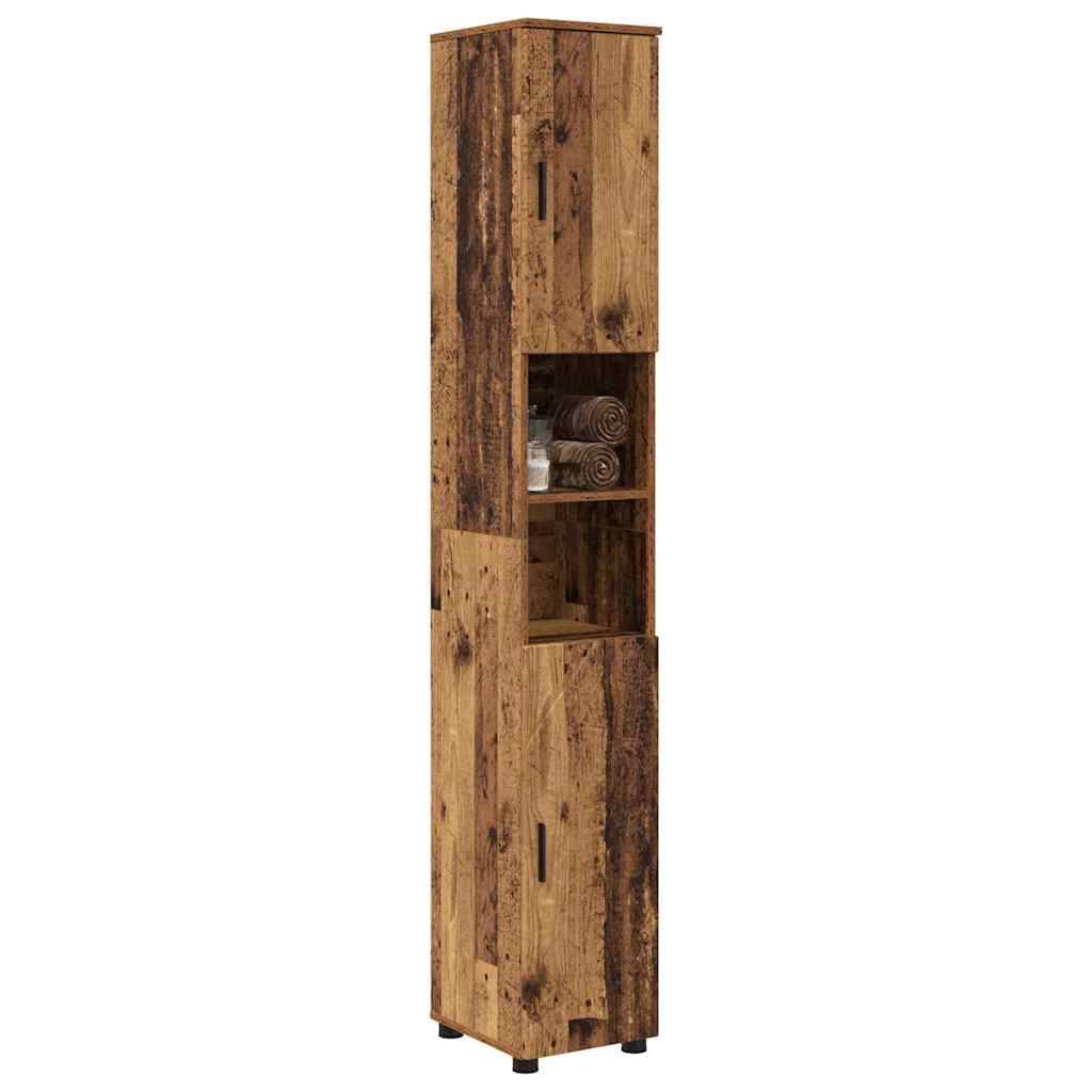 vidaXL Badezimmerschrank mit Speicher mit Tür Altholz 30 x 35 x 192 cm
