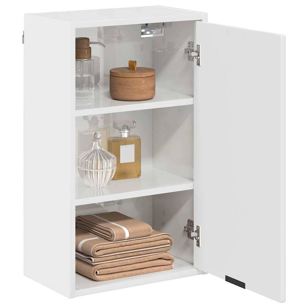 vidaXL Badezimmerschrank Wandmontiert Hochglanz Weiß 39 x 23,5 x 65 cm
