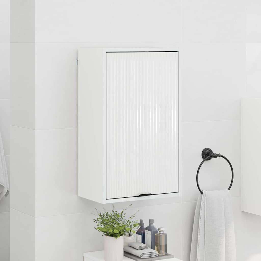 vidaXL Badezimmerschrank Wandmontiert Hochglanz Weiß 39 x 23,5 x 65 cm