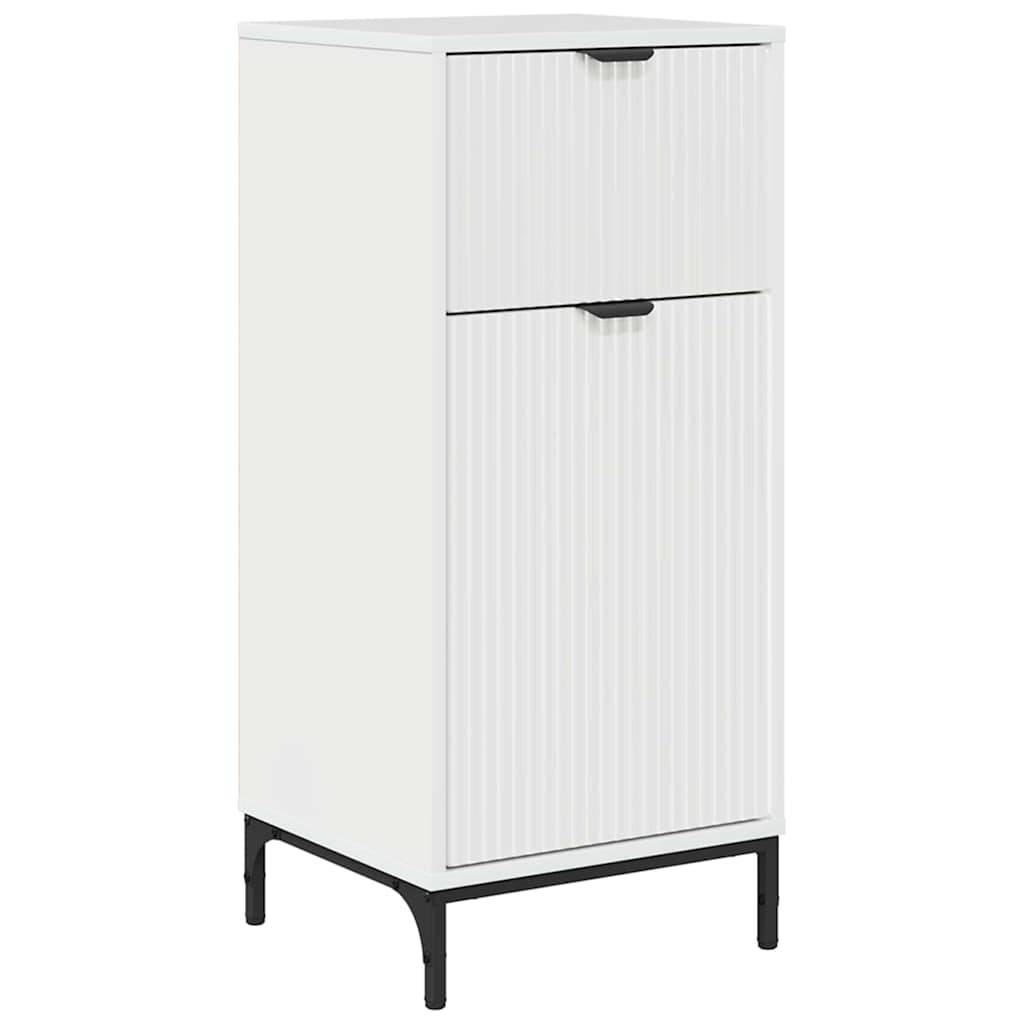 vidaXL Badezimmerschrank mit Speicher Hochglanz Weiß 39,5 x 36 x 88 cm