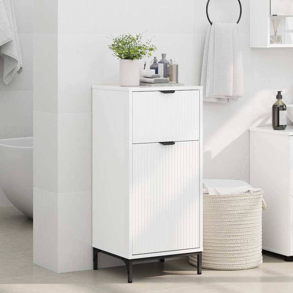 vidaXL Badezimmerschrank mit Speicher Hochglanz Weiß 39,5 x 36 x 88 cm