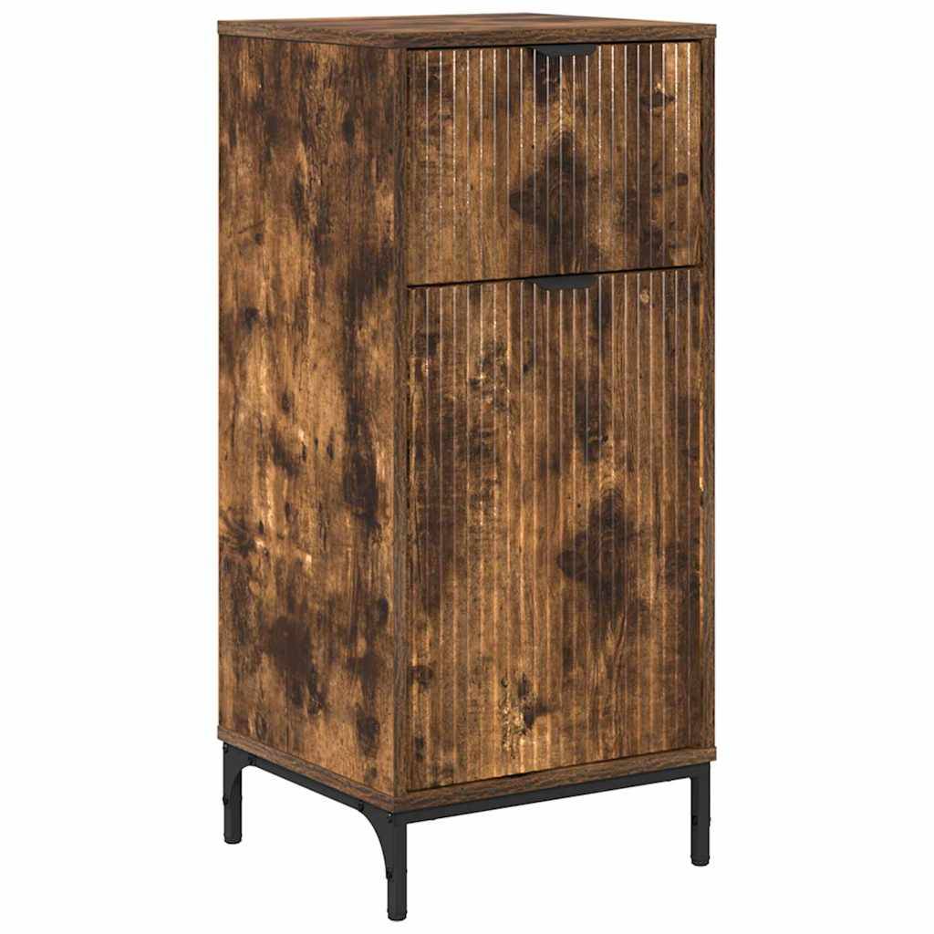 vidaXL Badezimmerschrank mit Tür Geräucherte Eiche 39,5 x 36 x 88 cm