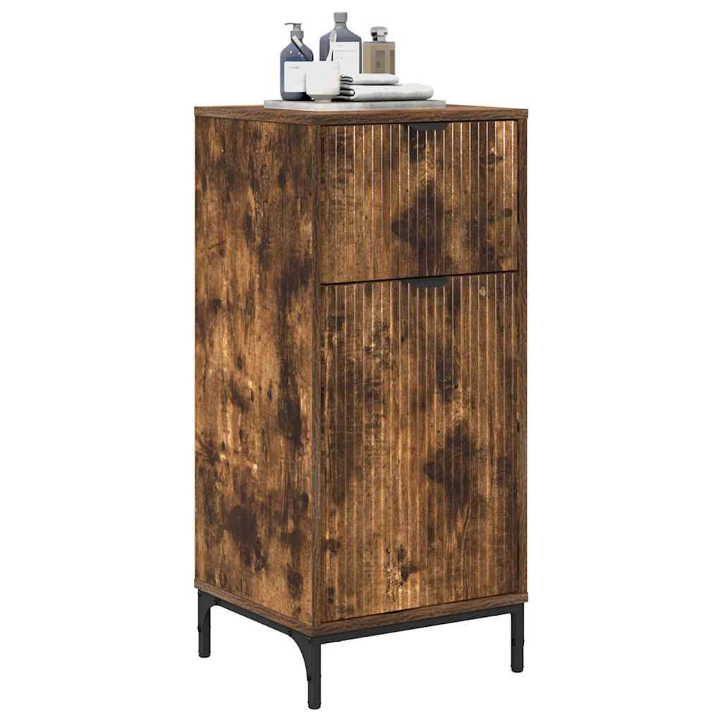 vidaXL Badezimmerschrank mit Tür Geräucherte Eiche 39,5 x 36 x 88 cm