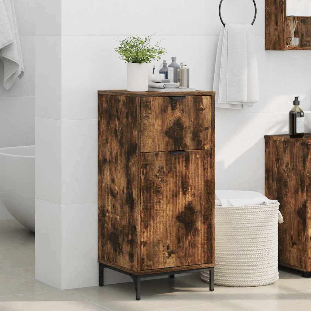 vidaXL Badezimmerschrank mit Tür Geräucherte Eiche 39,5 x 36 x 88 cm
