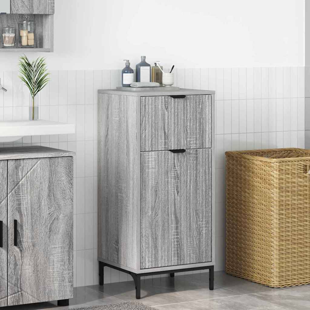 vidaXL Badezimmerschrank mit Speicher Graues Sonoma 39,5 x 36 x 88 cm
