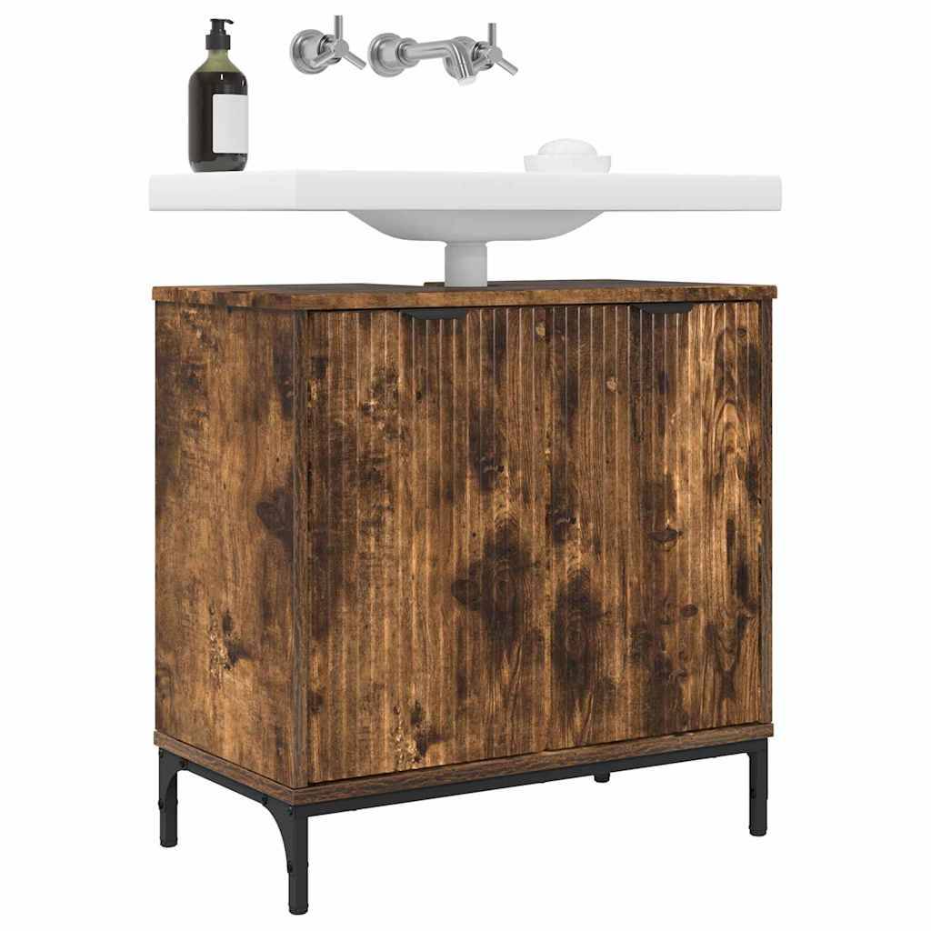 vidaXL Waschbeckenschrank Geräucherte Eiche 60,5 x 33,5 x 61 cm