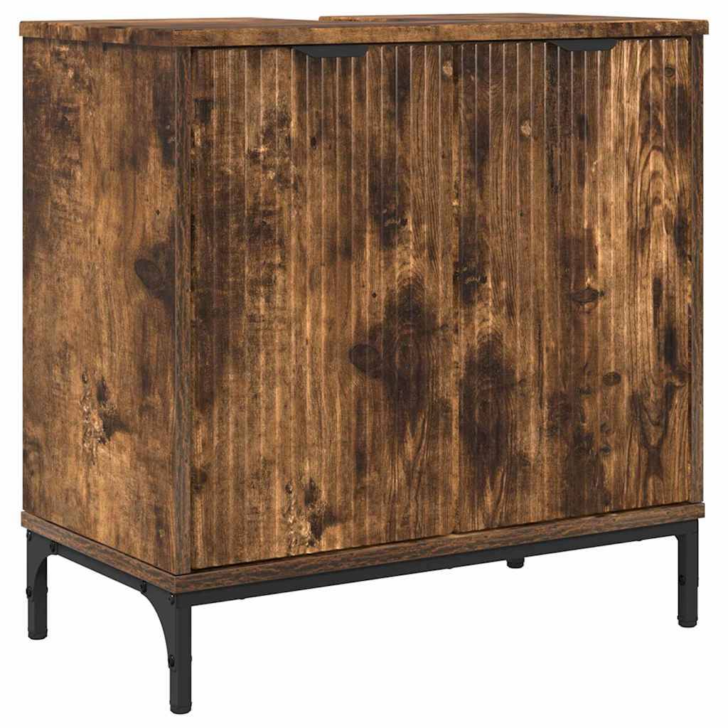 vidaXL Waschbeckenschrank Geräucherte Eiche 60,5 x 33,5 x 61 cm