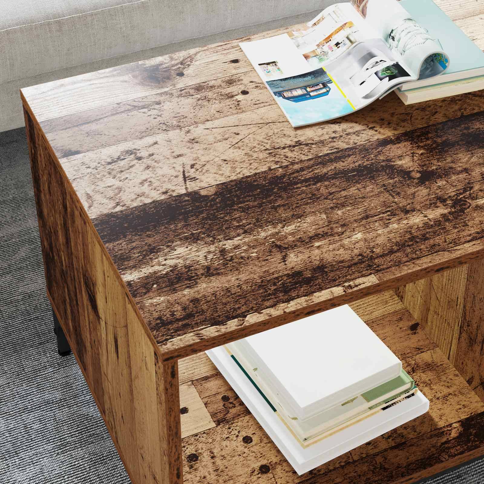 vidaXL Couchtisch mit Schubladen Altholz 90 x 49 x 46 cm Holzwerkstoff