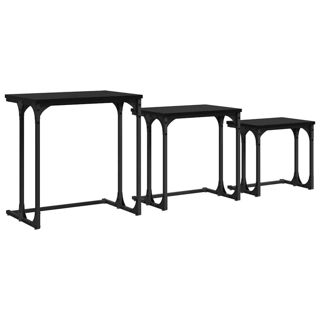 vidaXL Nesting Couchtisch 3 pcs Schwarz Eichen-Optik Holzwerkstoff