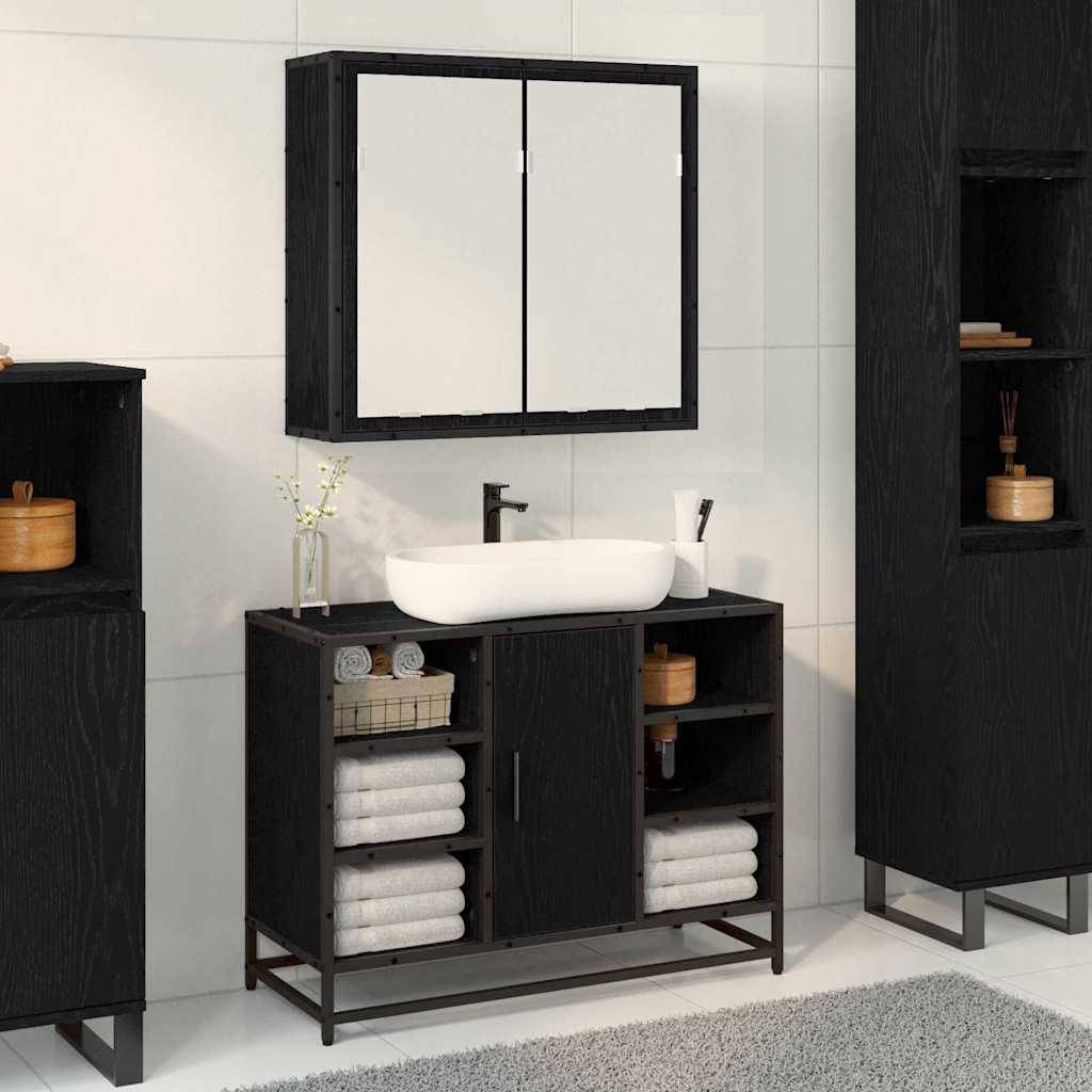 vidaXL Wandregal mit Regal Schwarz Eichen-Optik 65 x 20 x 60 cm