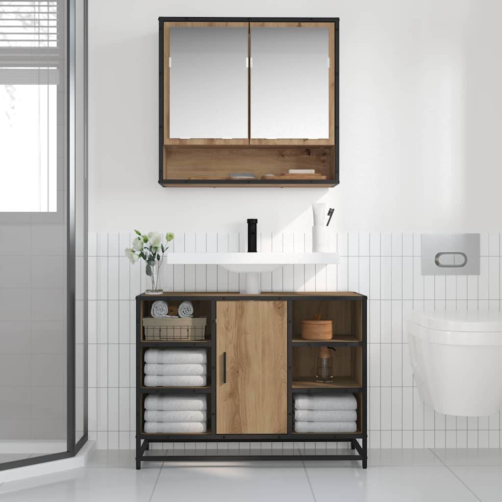 vidaXL Wandregal mit Regal Wandmontiert Artisan-Eiche 65 x 20 x 60 cm