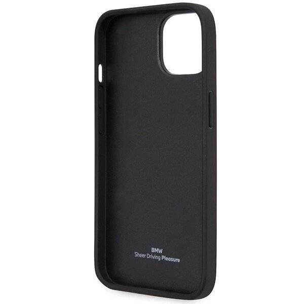 Hülle BMW BMHCP14S22RVSK iPhone 14 6,1" schwarz/schwarz Hardcase Leder Stamp Blue Lines