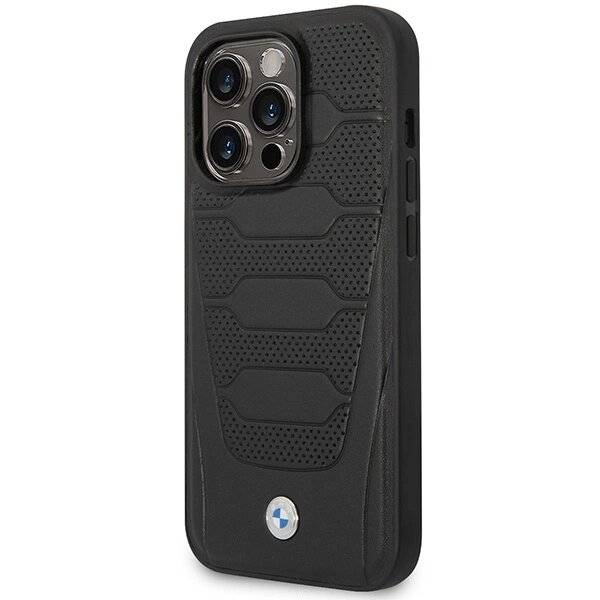 Hülle BMW BMHCP14X22RPSK iPhone 14 Pro Max 6,7" schwarz/schwarzes Ledersitzmuster