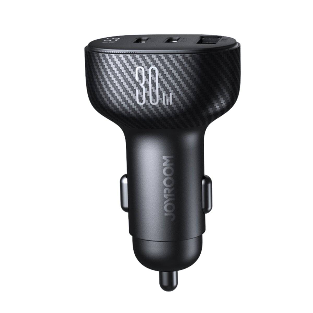 Joyroom JR-CCD04 30W 2x USB-C USB-A Autoladegerät Display - Schwarz