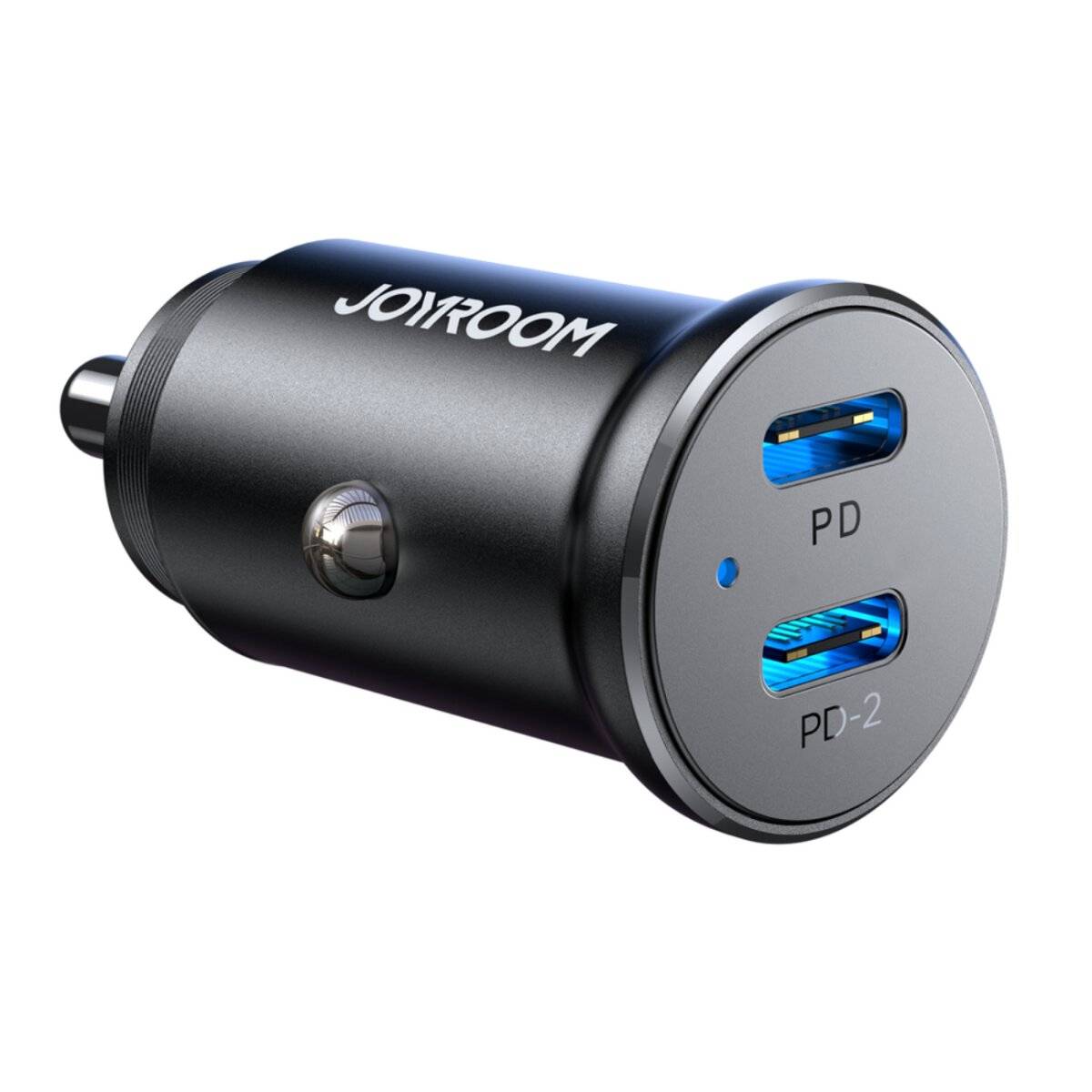 Joyroom JR-CCN06 30W Mini-Autoladegerät 2x USB-C Metall – Schwarz