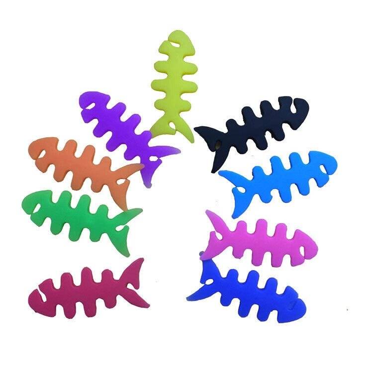 Fischförmige Kopfhörerkabelhülle – weiß