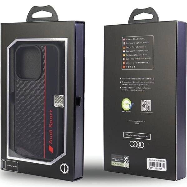 Audi Carbon Fiber Stripe iPhone 13 Pro Max 6,7″ schwarz/schwarz Hardcase AUS-TPUPCIP13PM-R8/D1-BK