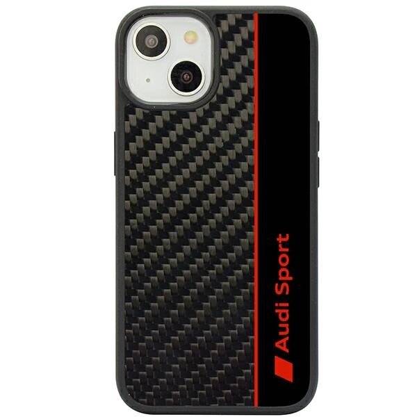 Audi Carbon Fiber Stripe iPhone 14 6,1″ schwarz/schwarzes Hardcase AUS-TPUPCIP14-R8/D1-BK
