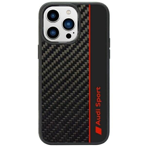 Audi Carbon Fiber Stripe iPhone 14 Pro Max 6,7″ schwarz/schwarz Hardcase AUS-TPUPCIP14PM-R8/D1-BK