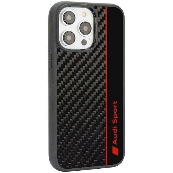 Audi Carbon Fiber Stripe iPhone 14 Pro 6,1″ schwarz/schwarz Hardcase AUS-TPUPCIP14P-R8/D1-BK