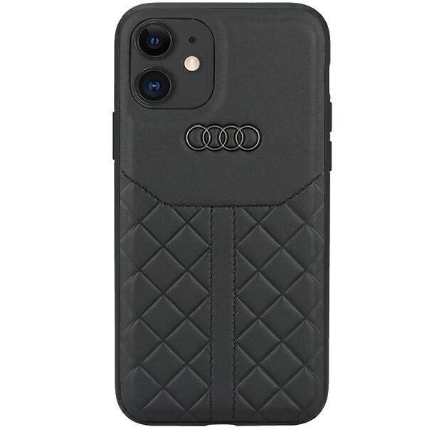 Audi Echtleder iPhone 12/12 Pro 6,1″ schwarz/schwarz Hardcase AU-TPUPCIP12P-Q8/D1-BK