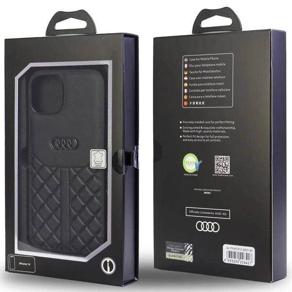Audi Echtleder iPhone 12/12 Pro 6,1″ schwarz/schwarz Hardcase AU-TPUPCIP12P-Q8/D1-BK